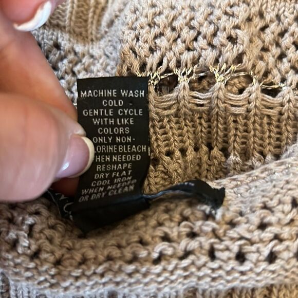 INC International Concepts brown cutout shimmery short sleeve sweater Size M - Picture 7 of 7